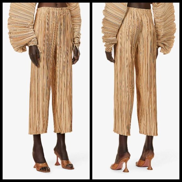 💕CULT GAIA💕 Kersti Pleated High Rise Satin Pants ~ Light Camel Medium M NWT - Picture 6 of 16
